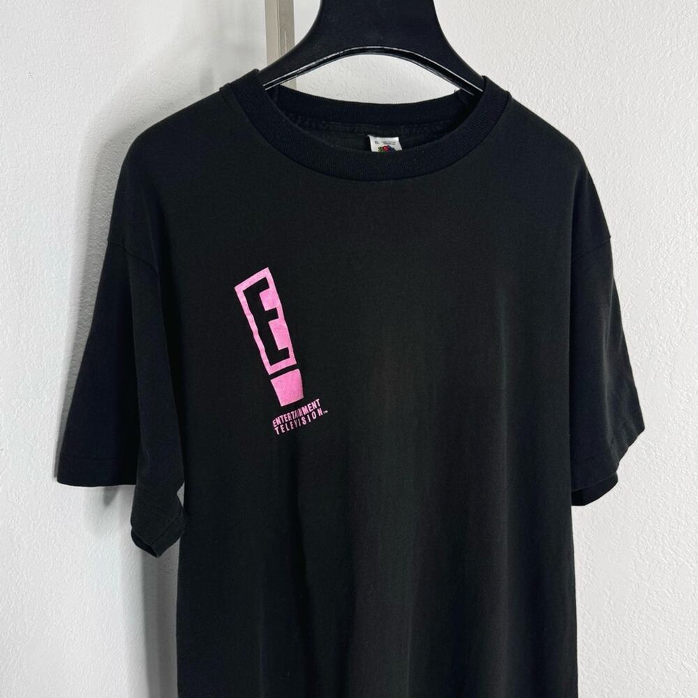 Vintage E! Entertainment Television Logo Promo T-Shirt Black Single Stitch XL